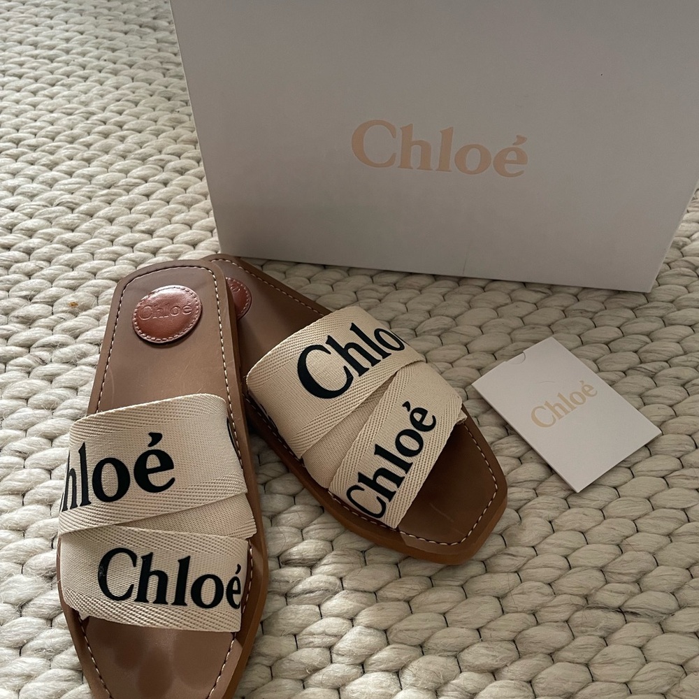 Chloé Logo Woody Slides Sandals